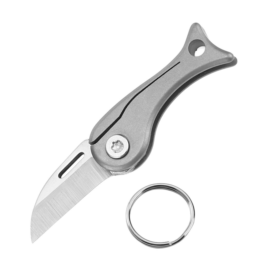 MINI Titanium Alloy Folding Knife Keyhole Can Be Opened 7Cr Steel Blade EDC Portable Keychain Pendant Unpacking Express Gadge