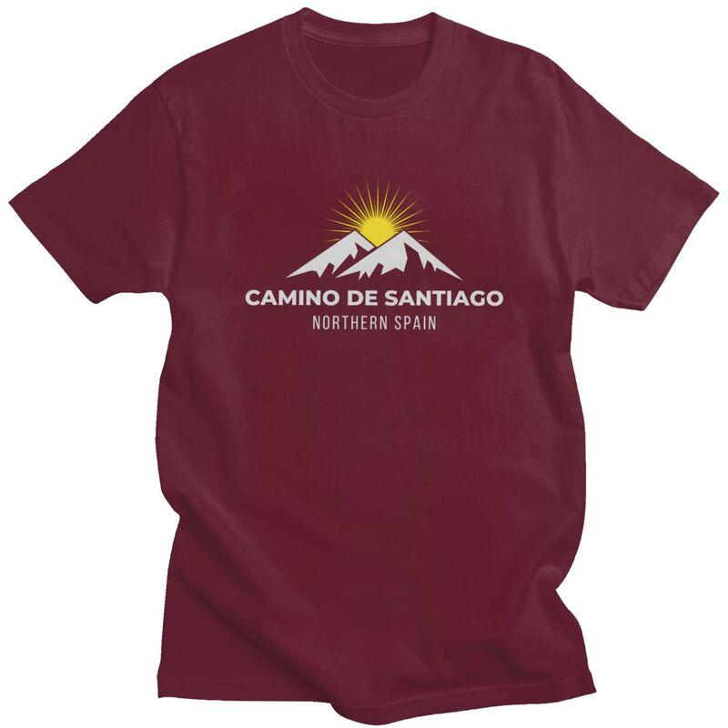 Custom Buen Camino De Santiago T Shirt for Men 100 Cotton Tshirt Leisure Tee Short Sleeve Tshirt Slim Fit Clothing Gift