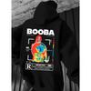 2025 Autumn Winter Men Casual Hooded Sweatshirt with Bold BOBA Graphic Print  Fleece Pullover Drawstring Hood Oversize Clothes