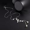 Necklace Faux Pearl Tassel Leaves Pendant Exquisite Beautiful Accessories Sweater Chain Jewelry Gift for Women