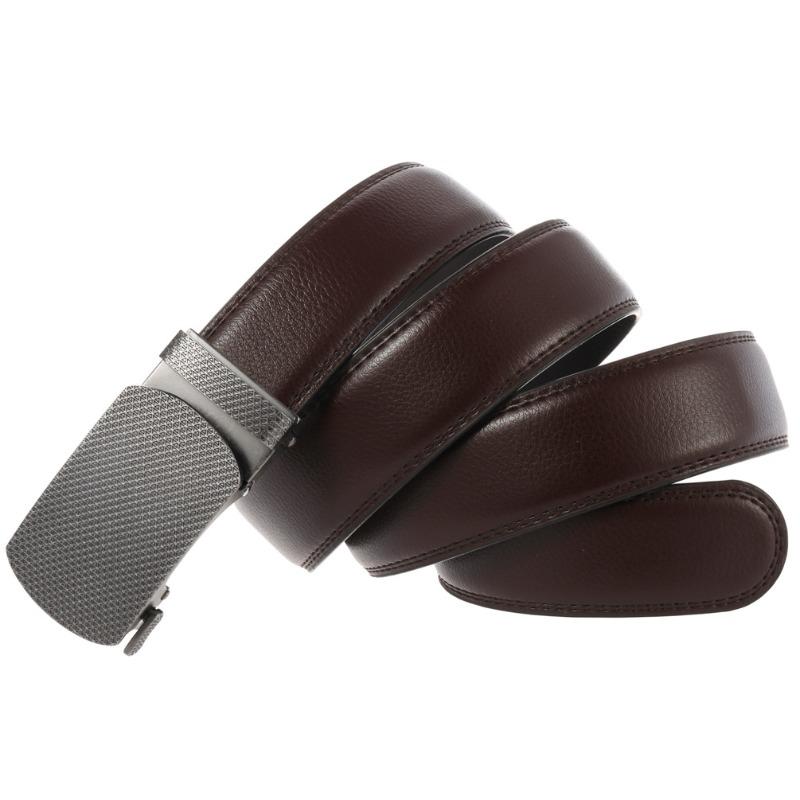 Alloy Automatic Buckle Top Grain Leather Belt - Men's Leather Belt - Genuine Leather Belt