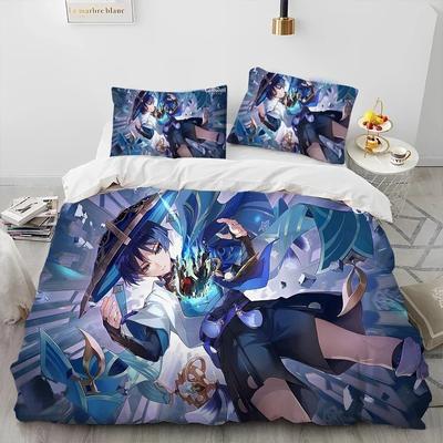 Anime Hra Genshin Impact Ložní souprava Povlak na přikrývku Ložní souprava Přikrývka Povlak na polštář Přikrývka king Queen Size Chlapecká Dospělá Ložní souprava