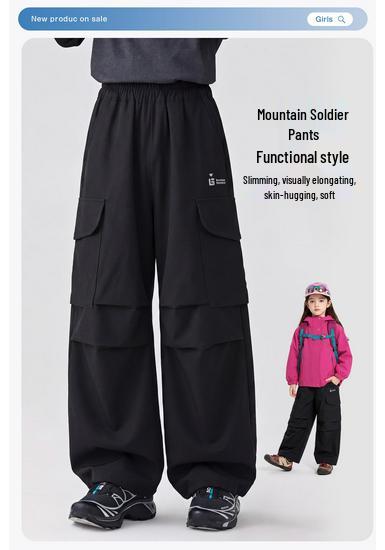 Girl's Autumn Outdoor Wide-Leg Cargo Pants