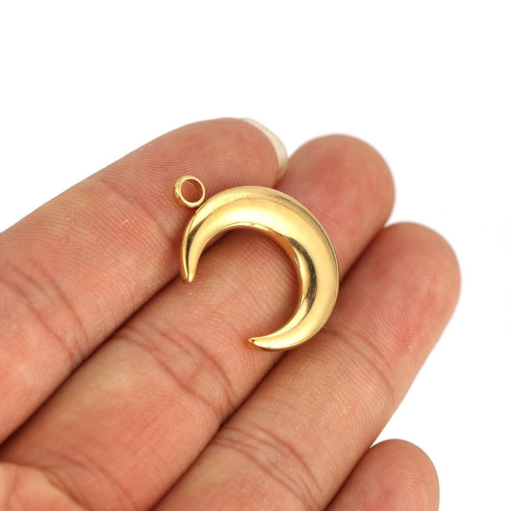 5pcs Stainless Steel Gold Color Moon Charms DIY Jewelry Making Women Sweater Pendant Necklace Findings Accessories Supplies