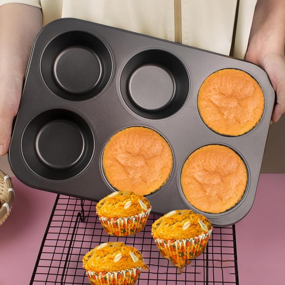 Nonstick Muffin Pan 6 or 12 Cups Cupcake Pan Brownie Egg Bites Cake Pan Carbon Steel Bakeware for Oven Baking Cake Mold
