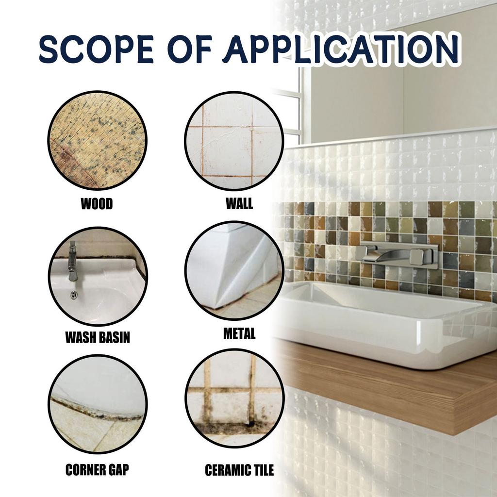 Jue-Fish Household Bathroom Caulk Wall Mold Mildew Remover Lasting Cleaner Tile Gap Spot Supplies Mildew Remover Tile Crevices Ceiling Cleaning Gel