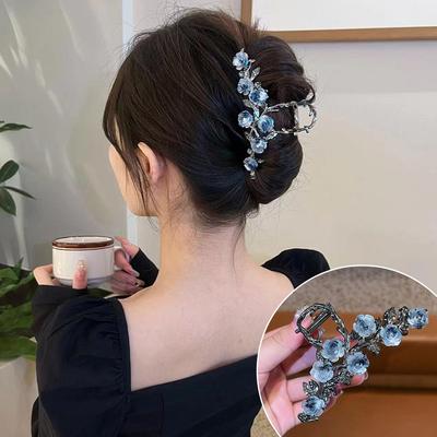 Pince à cheveux en alliage de camélia, élégante et capricieuse, pour chignon, accessoire de coiffure durable pour femmes