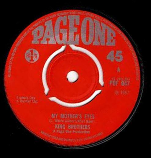 

7inch Record KING BROTHERS My Mothers Eyes POF047 Page One 1967 UK SoulFunk Used