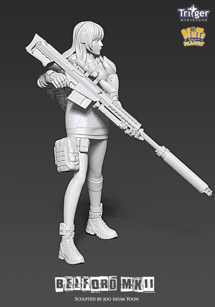 Nuts Planet Belford Cyborg-Mädchen, das Fernkampf-Scharfschießen ausführt Resin-Bausatz T12003 Formfarbe 1/16 Mk.2 (120 mm) ultra-lang