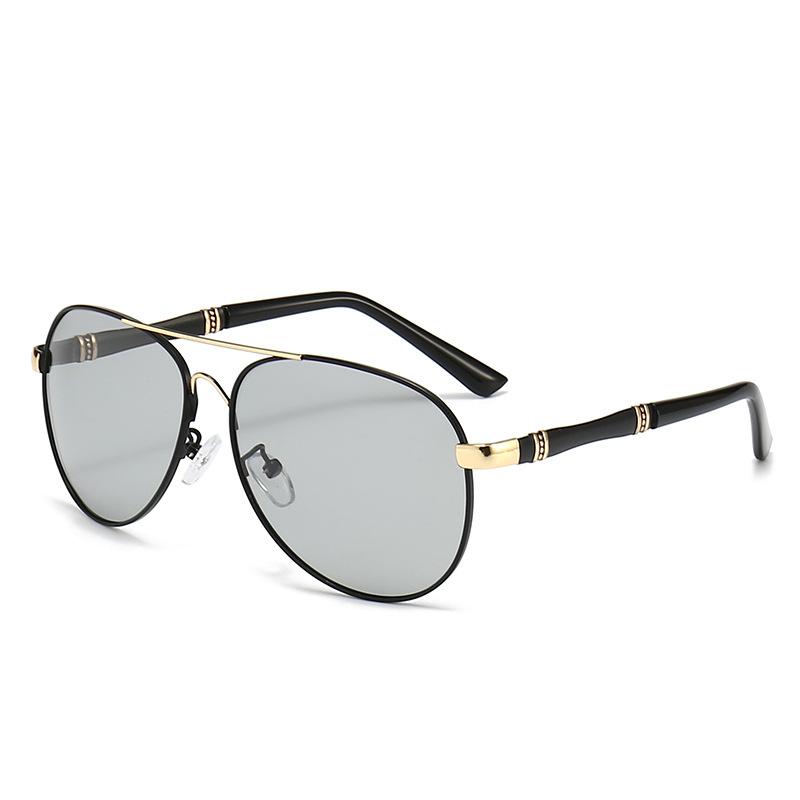 Photosensitive Color-Changing Sunglasses Day And Night Men'S Metal Polarized Sunglasses Black Summer Sunshade Glasses