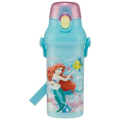 Skater Plastic Water Bottle 480ml One Push Antibacterial Child Friendly Lightweight Antibacterial Treatment Made In Japan Disney Ariel 24 PSB5SANAG