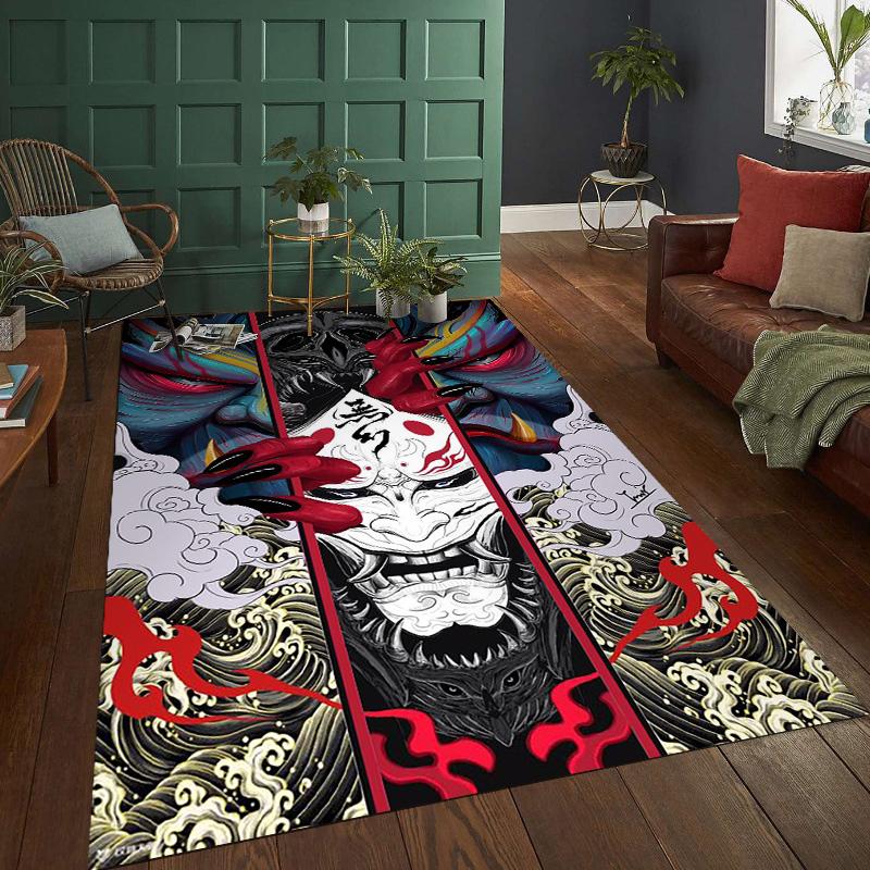 Japanese Culture Tattoo Rugs for Bedroom Fluffy Square Floor Carpets Living Room Home Decoration Rugs Soft Velvet Mat Area Rug