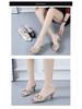 2022 Summer Mid-Heel Peep-Toe Bow Strap Stiletto Slippers for Women - Plus Size Available