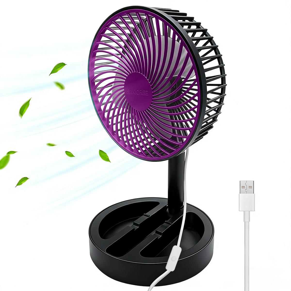 

1PC Portable Folding Telescopic Floor Fan 1 Wind Speed Adjustment USB Mini Summer Silent Student Desktop Table Fan
