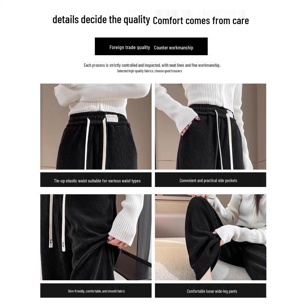 Damen Petite Slim-Fit Fleecegefütterte Chenille Weitbein Hose für Herbst/Winter 2025