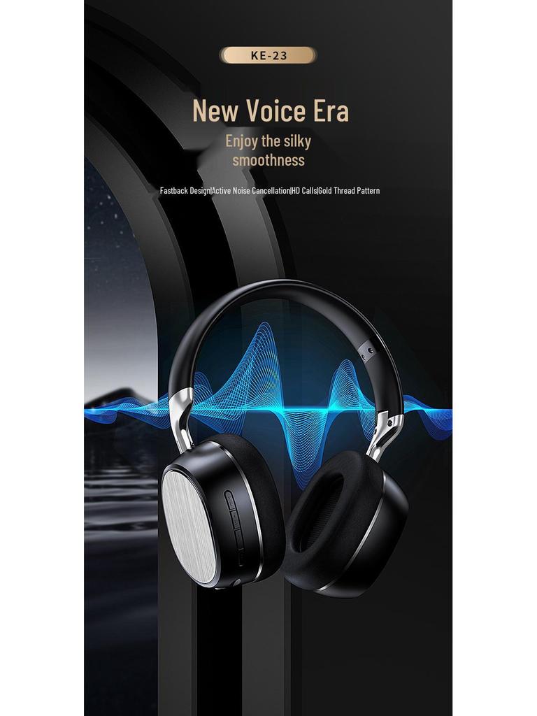 Business Style Gold Thread Over-Ear Bluetooth Headphones: High-Quality Sound for Wireless Gaming