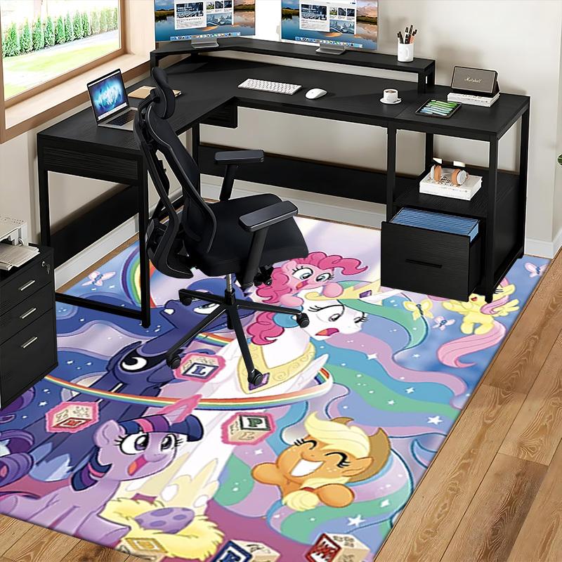 1pc My Little Pony Friendship is Magic Office Chair Mat - Anime Cartoon Design, Non-Slip Carpet for Home Decor, Living Room, Bedroom, Game Room, Birth
