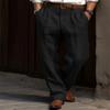 Pantalones Casuales de Pierna Ancha Plisados para Hombre, Mezcla de Lino, Cintura Alta