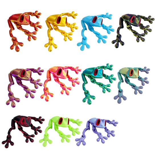 3D Printed Frog Refrigerator Magnet Movable Joints Frog Fidget Toy Articulated Animal Model Figurine Fridge Magnetic Frog Decoration Ornament