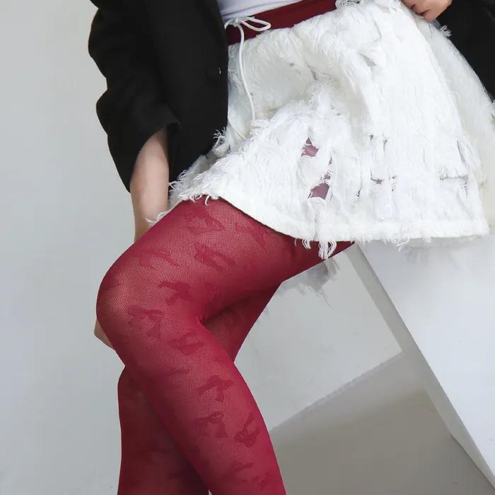 Ribbon pattern stockings (red)