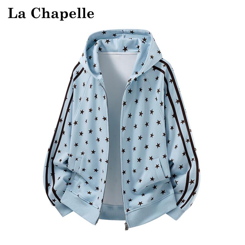 La Chapelle Women's Star-Print Hooded Zip-Up Casual Jacket