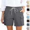 Shorts cargo décontractés pour femmes à taille à cordon avec poches Coupe décontractée Ceinture élastique Tissu léger
