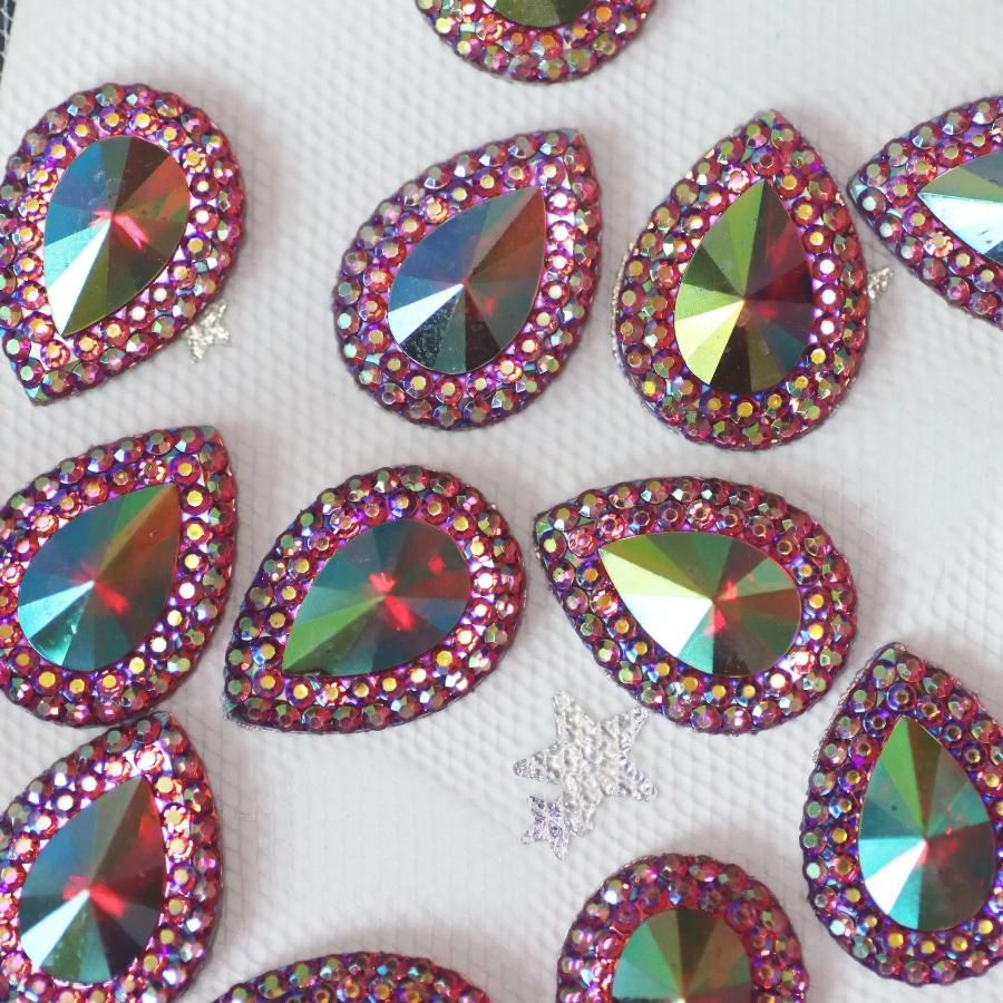 25Pcs13 * 18mm Pointed Water Droplet Shaped Resin Diamond DIY Jewelry Accessories, Clothing Bags, Inlaid Creative Accessories