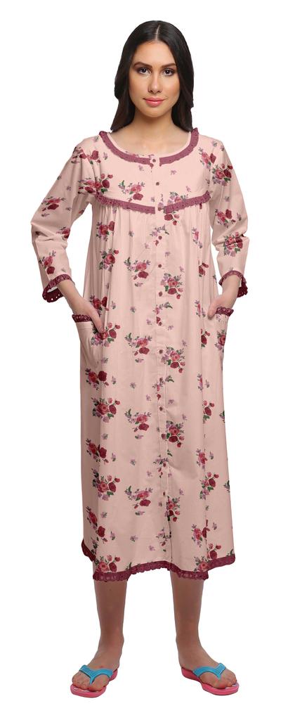 Moomaya Îmbrăcăminte de noapte din bumbac cu 3 4 mâneci imprimate pentru femei