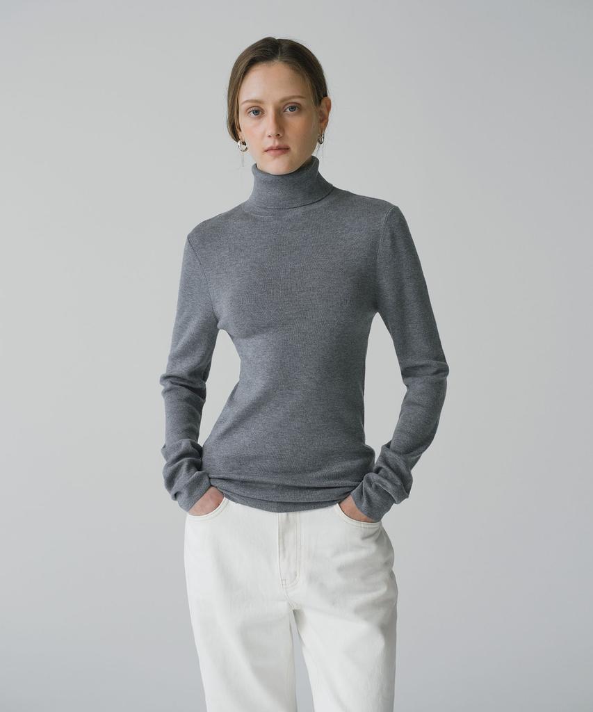 Siyajyu Sikn2155 Comfort Slim Turtleneck Knit_Melange Gray