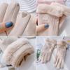 Gloves winter women's velvet thickened warm cute suede women cold and windproof
