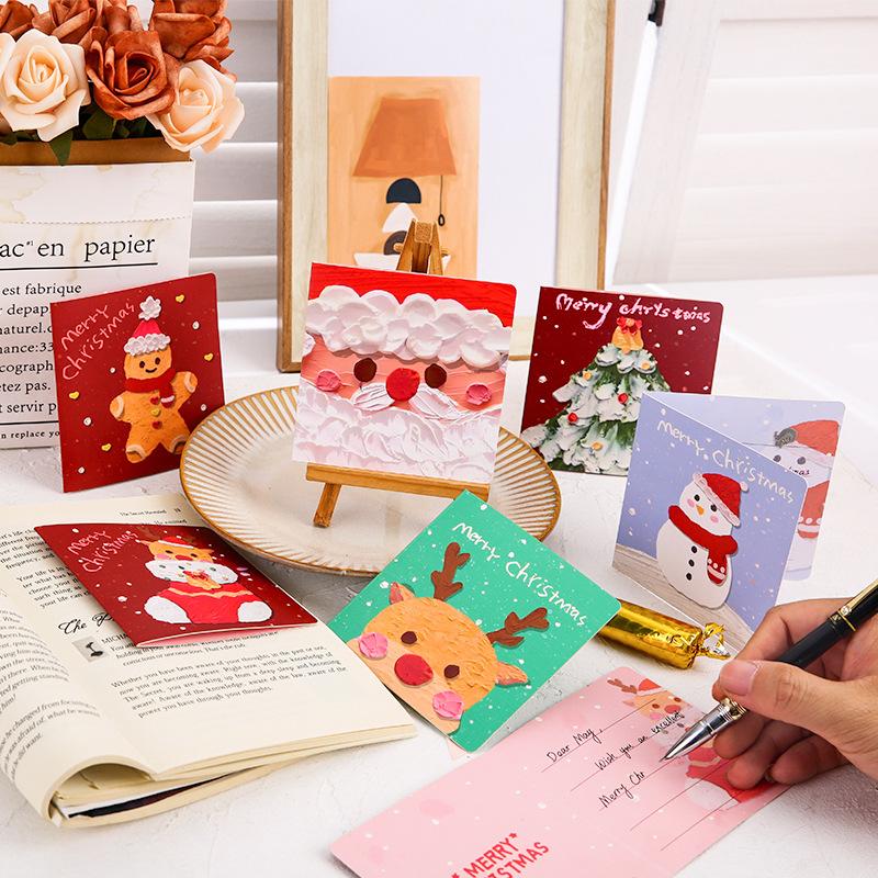 Oil Painting Christmas Card Ins Holiday Wishes Postcard Cardboard Envelope Diy Gift Decoration Message Card Letterhead