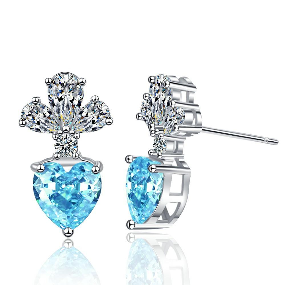 Heart Fancy Colorful Heart Fashion Zirconia Sparkling Classic Stud Earrings for Women Dazzling Female Elegant Accessories Timeless Jewelry