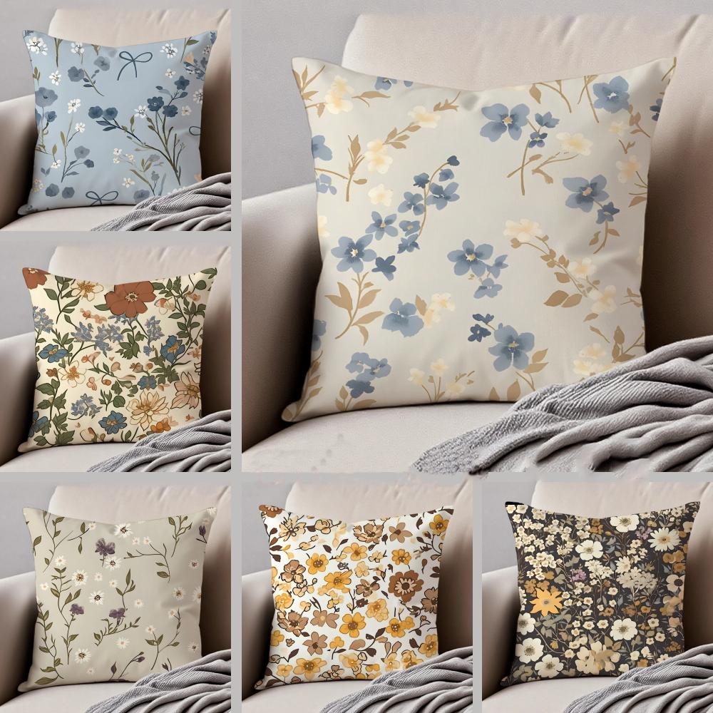 Fashion Retro Floral Classical Elegant Style Cushion Cover Linen Pillow Case Soft Breathable Protective Couch Room Decoration
