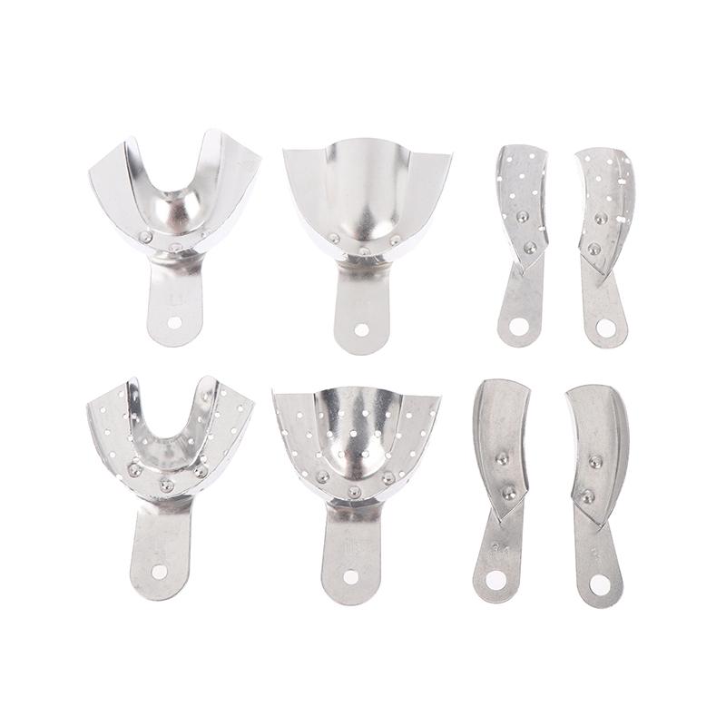2Pcs Upper And Lower Autoclavable Teeth Tray Teeth Holder Aluminum Alloy Dental Impression Trays Lab Equipment Dentist Tool