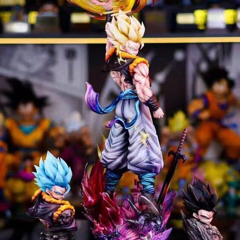 JT Dragon Ball Gogeta Statue Three Head Sculpts Anime Figure Model Desktop Decoration Collectible Gift For Collectors