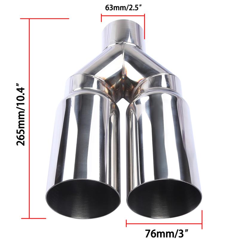 Universal 63mm Inlet 76mm Outlet Double Cylinder Stainless Steel Exhaust Tailpipe Muffler For Car Exhaust System Replacement