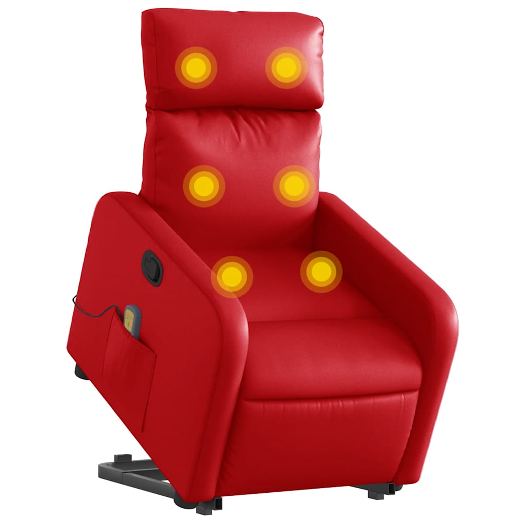 Recliner with Lift Function Red Faux Leather