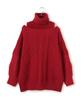 Washable Cable Knit Red F [BIS] Off-the-Shoulder Dress, Women's, BVE44140, (Size 60),