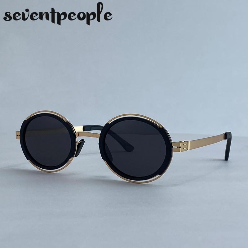 Polarized Small Frame Round Sunglasses Women Luxury Brand Trendy Metal Hollow Sunglass Steampunk Oval Shades For Ladies