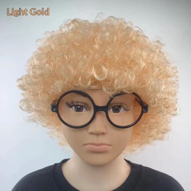 Gift Various Coloured Props Clown Cosplay Football Fans Black Afro Curly Wig Synthetic Wigs Curly Hair Children/Adults Dressing