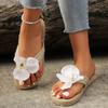 New Flat Bottomed Women's Slippers Beach Shoes Home Casual Sandals Ultra Lightweight Slippers White Flower Shoes