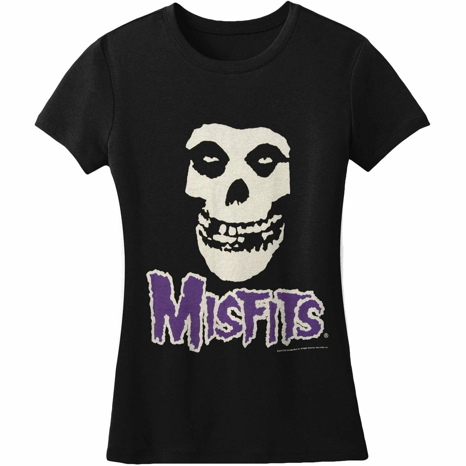 MISFITS Fiend Skull Purple Logo Juniors T-Shirt S M L XL NEW XXXXL