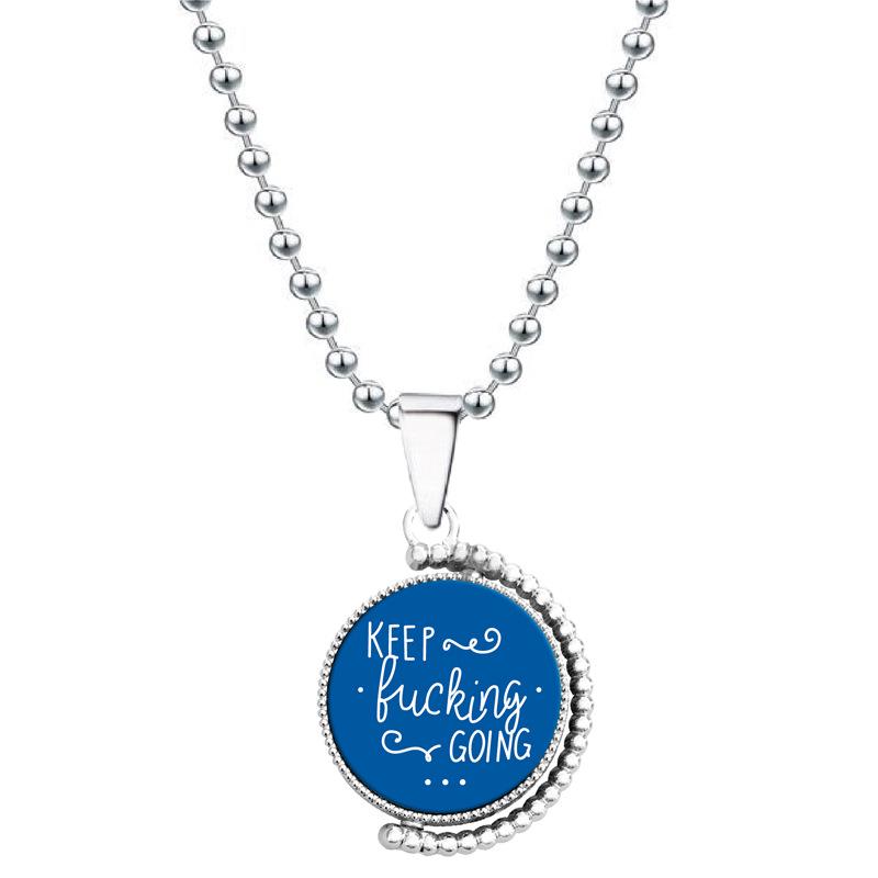 European & American Moon Pendant Necklace - Rotatable Engraving, Creative Christmas Gift, Titanium Steel.