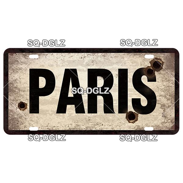 SQ-DGLZ Paris Bangde Road 15x30cm Plate Warning Tin Sign State Wall Decoration Metal Sign Home Decor Painting Plaques Art Poster