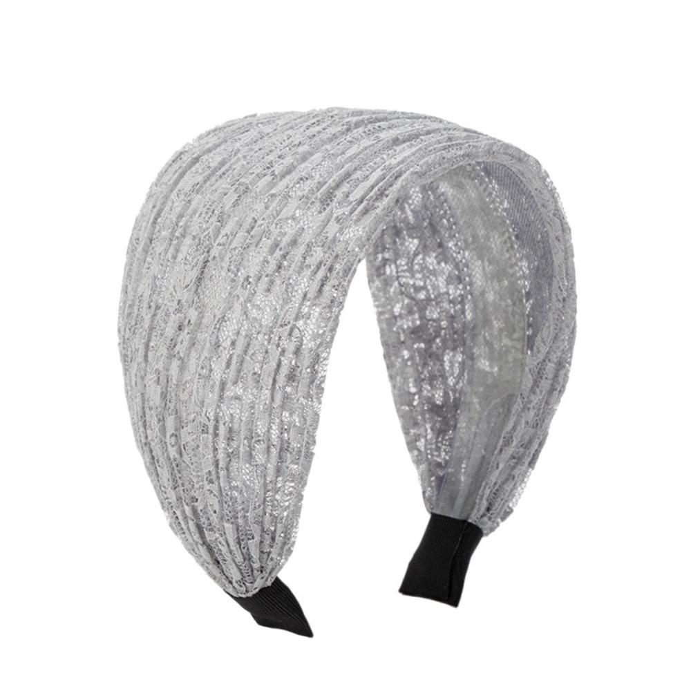 Hollow Wide Side Hair Hoop Elastic Women Lace Hairbands Lace Mesh Hair Band  for  Wash Face Use