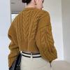 Vintage Knitted Pullovers Women Thicken Sweaters Autumn And Winter Sexy Short Tops Round Collar Solid Casual Loose Clothes 28464