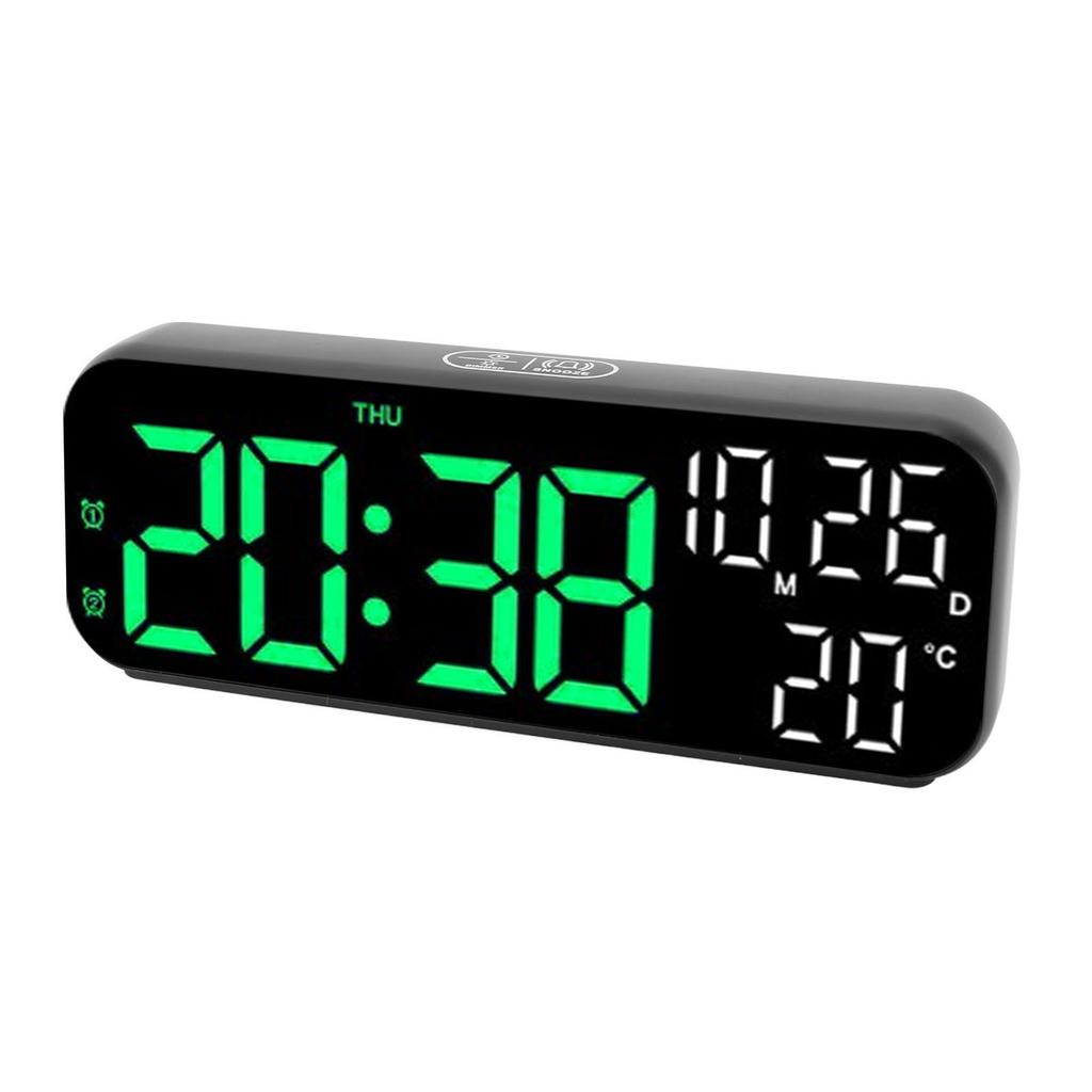Digital Clock Dual Display Voice Control 3 Adjustable Brightness Date Temp Display Countdown LED Electronic Alarm Clock