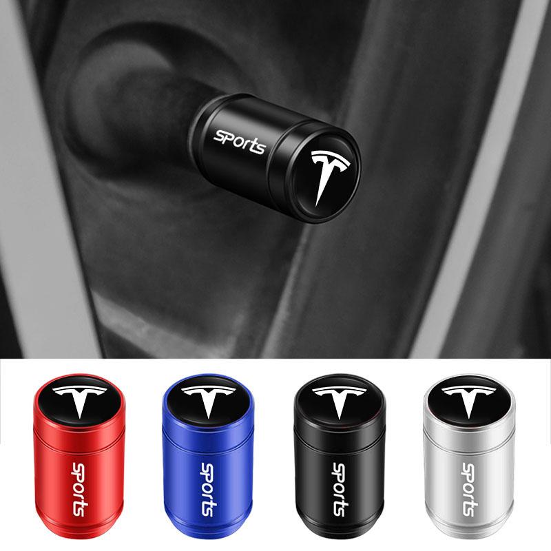 XLGJS1 4 Stück Legierung Auto Reifenventil Schaftkappe Staubkappen Zubehör für Tesla Model 3 Model S Model X Model Y Cybertruck Roadster SpaceX