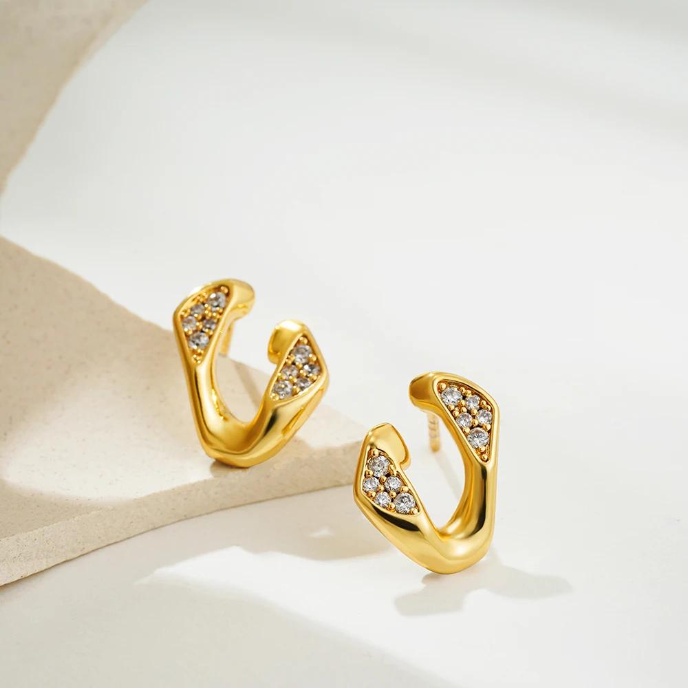 Fashion Glossy Three-Layer Textured Intersecting Knot Earrings for Women Gold Color Stainless Steel Earring Vintage Jewelry Gift