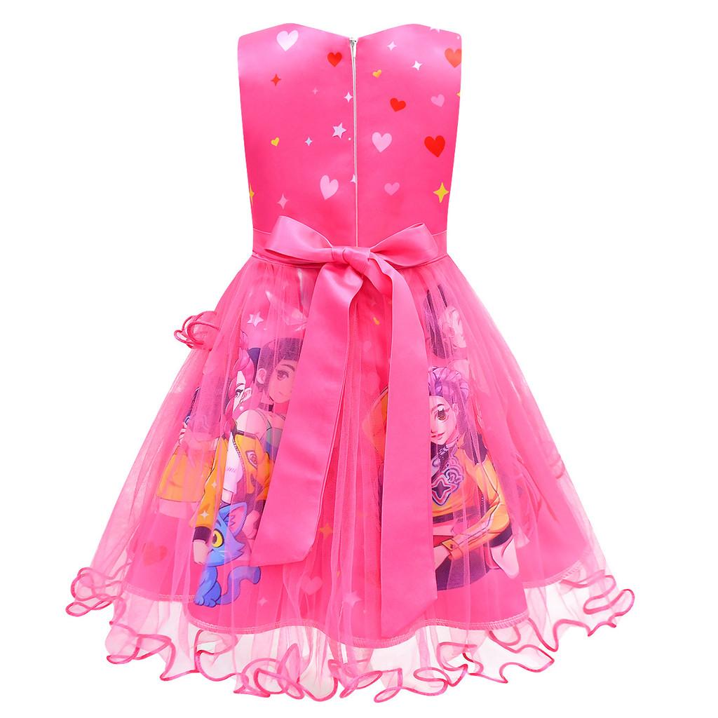 82991 Abito a rete con volant irregolari stile Kpop per ragazze, ispirato a Demon Hunters